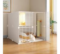 Enclos d'intérieur pour chat - Niche amovible en métal pour chatons et petits animaux, cage assemblée à monter soi-même pour une vie sûre et confortable