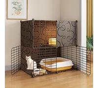 Enclos d'intérieur pour chat - Niche amovible en métal pour chatons et petits animaux, cage assemblée à monter soi-même pour une vie sûre et confortable
