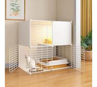 Enclos d'intérieur pour chat - Niche amovible en métal pour chatons et petits animaux, cage assemblée à monter soi-même pour une vie sûre et confortable
