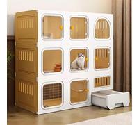 Enclos d'intérieur pour chat - Parc pour chat à faire soi-même avec litière, hamac et espace pour 1 à 2 chats, furets, chinchillas et lapins (106 x 46 x 106 cm (B))