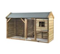 Enclos extérieur bois Fatmoose BunnyBase Bliss pour lapins avec parc sécurisé, clapier résistant intempéries 90x243 cm