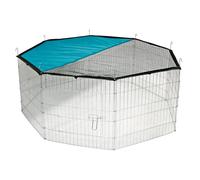 Kerbl Enclos extérieur octogonal - 8 éléments 57×56 cm galvanisé, portillon, couverture solaire