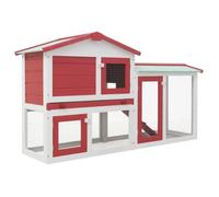 Enclos Extérieur Parc Lapin et Animaux | Clapier large d'extérieur Rouge et blanc 145x45x85 cm Bois PRO(12272)