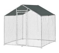 Enclos Extérieur Volière Cage pour Animaux avec Serrure Armature Acier Galvanisé 2 x 2 x 2 m Argent Vert Foncé [pro.tec] Vert Foncé Argent G