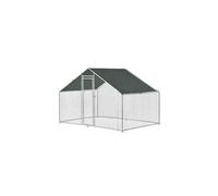 Enclos extérieur volière cage pour animaux avec serrure armature acier galvanisé 3 x 2 x 2 m argent vert foncé 03_0005140