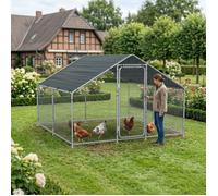 Enclos Extérieur Wels Volière Acier Galvanisé 3 x 3 x 2 m Argent Vert Foncé
