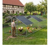 Enclos Extérieur Wels Volière Acier Galvanisé 8 x 3 x 2 m Argent Vert Foncé