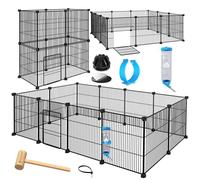 Enclos grillagé noir pour petits animaux - KESSER - Système modulaire - Distance entre barreaux 1,5 cm - Porte incluse