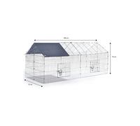 IDMarket – Enclos grillagé pour petits animaux – Acier galvanisé – Gris