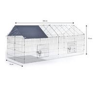 IDMarket – Enclos grillagé pour petits animaux – Acier galvanisé – Gris
