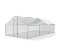 Enclos HLS25T pour poules Argenté, gris (cadre), blanc (bâche), vert (filet) 3 x 6 x 2 m