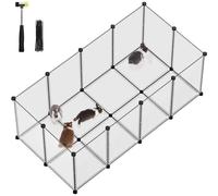 Enclos Intérieur Modulable en Plastique pour Cochon d’Inde Hérisson Petits Animaux 145 x 72 x 57 cm Blanc