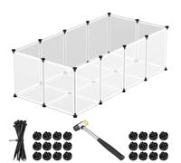 BAKAJI Clôture pour Animaux de Petite Taille Personnalisable en Plastique avec Plancher antidérapant, clôture modulable, Fond Transparent, cochons d'Inde, Hamsters, Lapins (143 x 73 x 46 cm)
