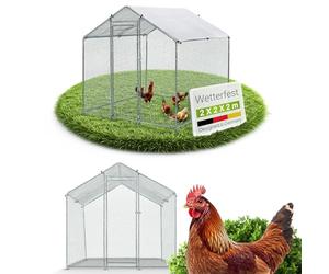 Enclos Juskys 2 x 2 x 2 m - Poulailler en métal Accessible d'une Surface de 4 m² avec Porte et verrou - Enclos pour Poules, Petits Animaux et Plantes