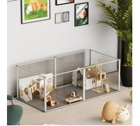 Enclos Lapin Intérieur Modulable: Parc Cochon d'Inde en Métal avec Fond Cloture pour Petits Animaux Hamster Rongeur en 124x63x40cm