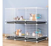 Enclos Lapin Interieur, Parc Cochon d'Inde Modulable, Cage pour Petits Animaux, Cage pour Petits Animaux Cochon d'Inde et Lapins(White,111 * 39 * 95cm)