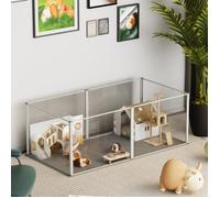 Enclos Lapin Intérieur Parc pour Petits Animaux Rongeur Chiot Cochon d'Inde - 6 Panneaux - 124x63x40cm