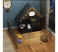 Enclos Lapin Intérieur Pliable Avec Toit - Cage Modulable Cryptée 1,3cm D'écart, Grand Espace D'exercice (Noir, 111*111*92cm)