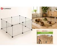 Enclos Lapin - Parc modulable pour Lapins, cochons d'Inde et rongeurs - Extensible - Métal Noir - 140 x 35 x 35 cm