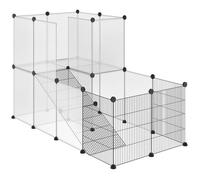Enclos lapin - PawHut - 2 niveaux - modulable - design ouvert et visible - pour petits animaux - 27pcs - 140 x 70 x 90 cm - noir