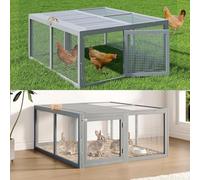 Enclos Lapin Pliable Exterieur et Intérieur,avec Poignée,115x50x105cm,Gris | Clapier lapin Portable Sans Fond avec Portes verrouillables & Toit ouvrant,Carde Filet Métal Époxy,pour 2-3 Hamster,Lapin