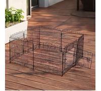 Enclos métal noir 8 panneaux Ø180 cm pour chiens et petits animaux, intérieur et extérieur, avec porte verrouillable