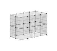 PawHut Enclos pour Animaux, Parc pour Petits Animaux modulable, 24 Panneaux, pour Lapins, cochons d'Inde, hérissons, grillagés en Acier, 120 x 60 x 80 cm, Noir