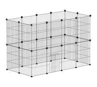 PawHut Enclos pour Animaux, Parc pour Petits Animaux modulable, 24 Panneaux, pour Lapins, cochons d'Inde, hérissons, 40 x 30 cm Chaque grillagé en Acier, 120 x 60 x 80 cm, Noir