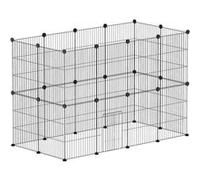PawHut Enclos pour Animaux, Parc pour Petits Animaux modulable, 24 Panneaux, pour Lapins, cochons d'Inde, hérissons, grillagés en Acier, 120 x 60 x 80 cm, Noir