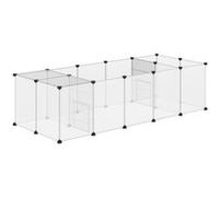 Pawhut Enclos parc modulable pour petits animaux 20 panneaux plastique 175x70x45 cm blanc