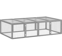 Enclos PawHut Enclos en bois, 181 x 100 x 48 cm, clapier à lapins avec double porte, clapier pour petits animaux Lapins nains, cochons d'Inde, petits animaux Gris