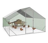 IDMARKET Enclos poulailler 12 m² 4x3 M avec grand perchoir 4 niveaux en bois acier galvanisé