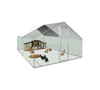 IDMarket Enclos poulailler 12 m² (4x3 m) Acier galvanisé avec filet de toit