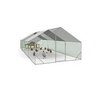 IDMarket – Enclos poulailler 24 m² (8x3 m) parc grillagé acier galvanisé