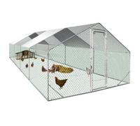 IDMARKET Enclos poulailler 24M² parc grillagé 8X3M acier galvanisé