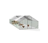 IDMarket Enclos poulailler parc grillagé 30 m² 10 x 3 m acier galvanisé