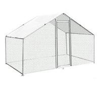 Enclos Poulailler Extérieur 3mx2mx2m Volière Acier Galvanisé Volaille Cage Animal Chien Lapin Canard Bâche Toit - Argent