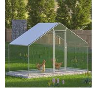 Enclos Poulailler 4.5 m² avec Toit Imperméable, Acier Galvanisé, Parc Grillagé 3x1.5x2m pour poules,lapins, Anti UV
