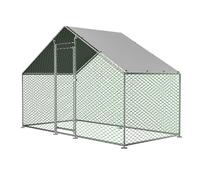 Enclos poulailler 4,5m² parc grillagé 3x1,5x2m avec serrure de sécurité et tissu PE imperméable, clôture extérieure en métal