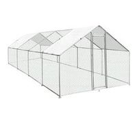 MonsterShop Enclos Poulailler Extérieur 4mx8mx2m Volière Acier Galvanisé Volaille Cage Animal Chien Lapin Canard Bâche Toit Gratis