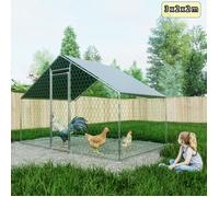 Enclos Poulailler 6 m² - Toit PE Imperméable, Sécurité Renforcée, Porte à Verrou - Parc a Poule 3x2x2m - Idéal Poules, Lapins