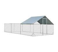 Enclos poulailler 600 x 300 x 195 cm pour Plusieurs Animaux sécurisé avec Porte verrouillable Moderne en Acier galvanisé Argent 20_0020984