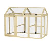 PawHut Enclos poulailler en Bois Cage à Poules Parc grillagé 140 x 88,5 x 106 cm - Naturel