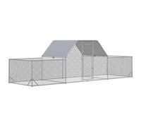 PawHut Enclos poulailler chenil volière extérieur 12,5 m² pour 12 à 15 Poules - Parc grillagé 6,6 x 1,9 x 1,95 m - Espace Couvert - Acier galvanisé