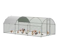 PawHut - Enclos Poulailler - Acier Galvanisé - 280x570x197cm - Argent