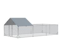 PawHut Enclos poulailler Parc grillagé extérieur 18 m² - chenil volière 6 x 3 x 1,95 m - Espace Couvert - Acier galvanisé