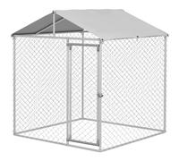 Enclos Poulailler Chenil 4 M² - Parc Grillagé Dim. 2l X 2l X 2,37h M - Poulailler Chenil Entièrement Couvert - Acier Galvanisé