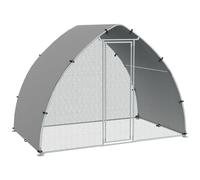 PawHut Grand enclos poulailler chenil volière extérieure 5,75m² Toit Anti-UV, Parc grillagé 3,04L x 1,9l x 2,2H m, Toit Anti-UV, Acier galvanisé, Porte verouillable, argenté