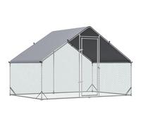 PawHut Enclos poulailler chenil volière extérieur 6 m² - Parc grillagé dim. 3L x 2l x 2H m - Espace Couvert - Acier galvanisé