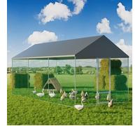 Enclos Poulailler Chenil Extérieur 18 m2 Parc à Poules Grande Taille Cadre en Fer 6x3 M